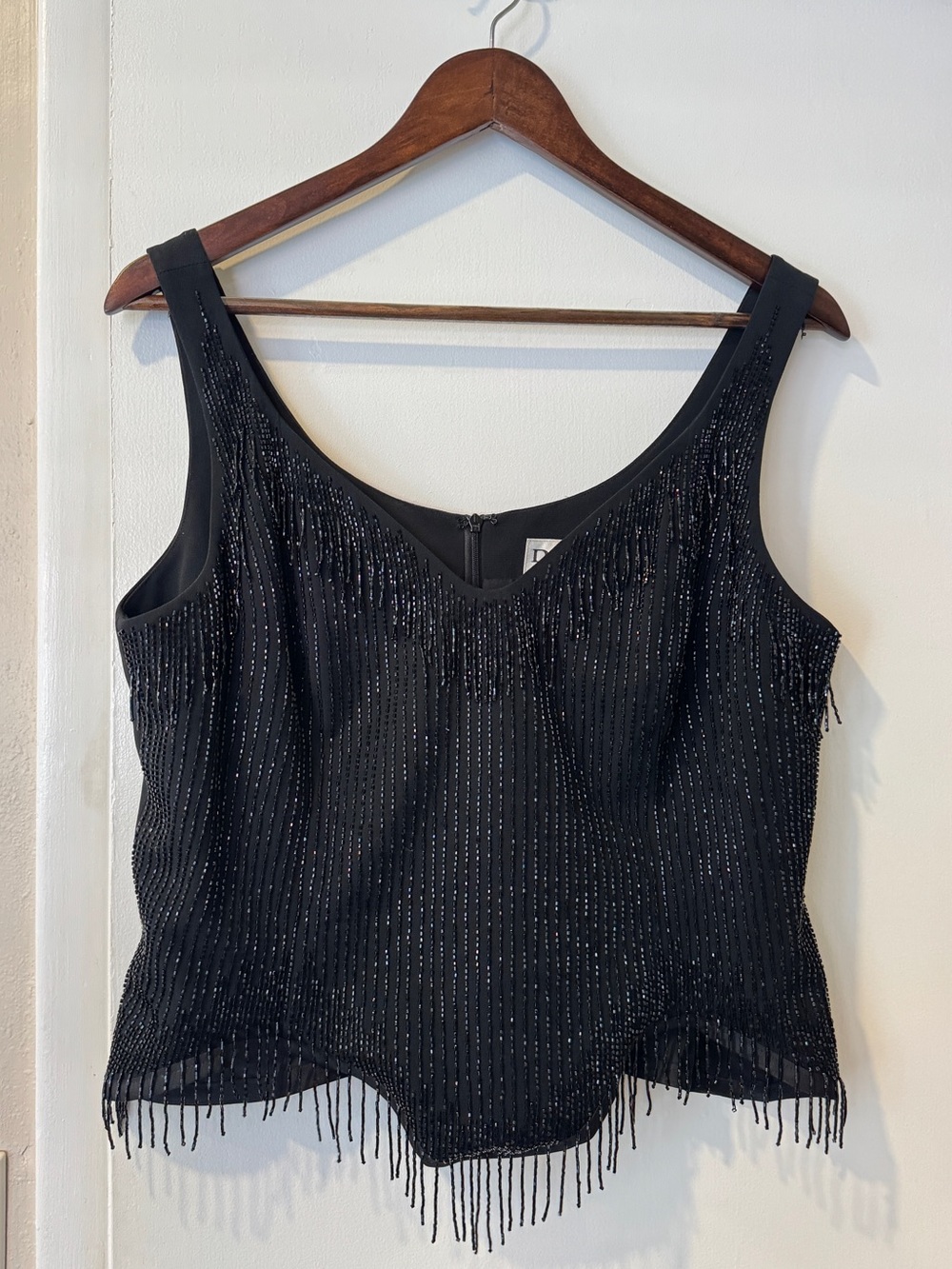 Vintage Black Beaded Fringe Corset Top